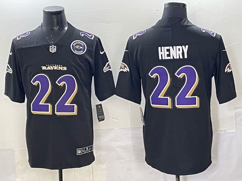 Men 2025 Nike Baltimore Ravens #22 Henry Black Limited NFL Jersey style 012